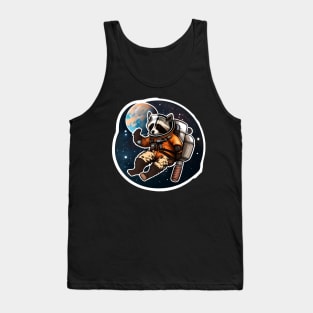 Ronald the Racoon but he's lost in space with a vacuum strapped to his back Sticker Tank Top